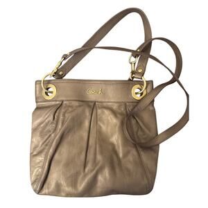 Coach Ashley Hippie Gray Metallic Leather Crossbody Purse Bag
